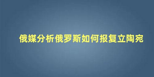 俄媒分析俄罗斯如何报复立陶宛