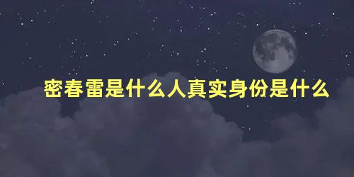 密春雷是什么人真实身份是什么