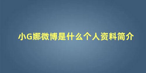 小G娜微博是什么个人资料简介