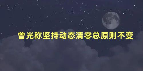 曾光称坚持动态清零总原则不变