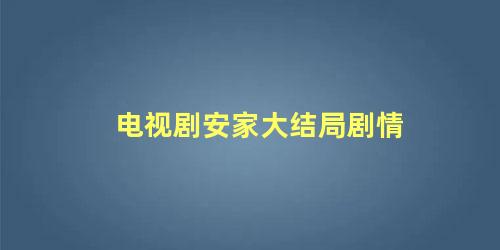 电视剧安家大结局剧情