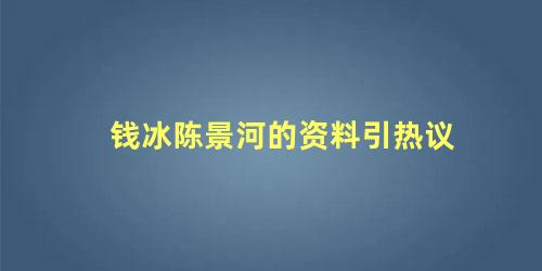 钱冰陈景河的资料引热议