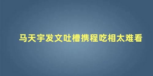 马天宇发文吐槽携程吃相太难看